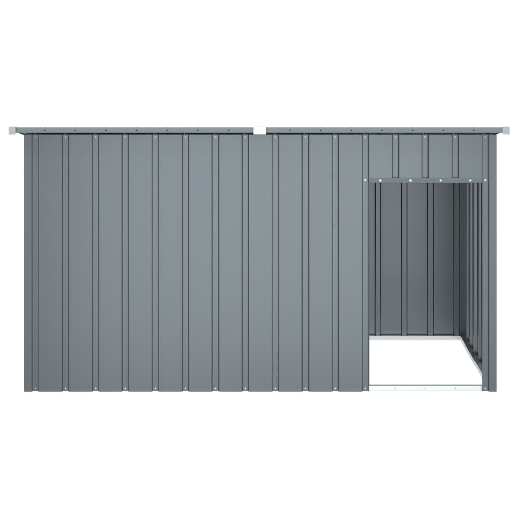 Caseta Perros Con Tejado Acero Galvanizado Gris 196x91x110 Cm_3
