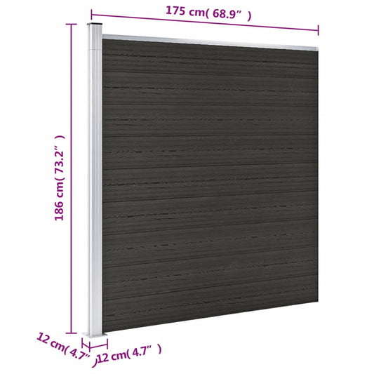 Panel De Valla Wpc Negro 175x186 Cm / Vetonek_0