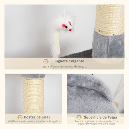 Pawhut Árbol Para Gatos Rascador Grande Con Plataformas Casetas Ratón De Juego_4