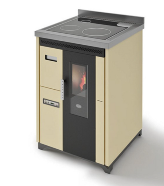 Eva Calòr Cocina De Pellet Ventilada Con Encimera De Acero Nina 901658300 Acabado Marfil_0