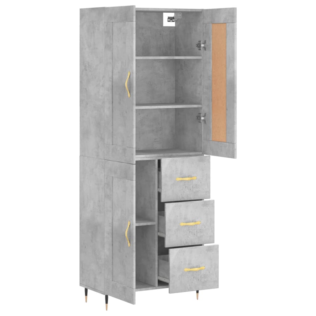 Aparador Alto Madera Contrachapada Gris Hormigón 69,5x34x180 Cm_3