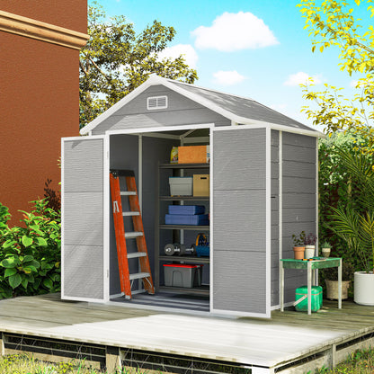 Outsunny Cobertizo De Jardín 2,4 M² 182x151x219 Cm Con Suelo Puerta Cerrada Gris_1