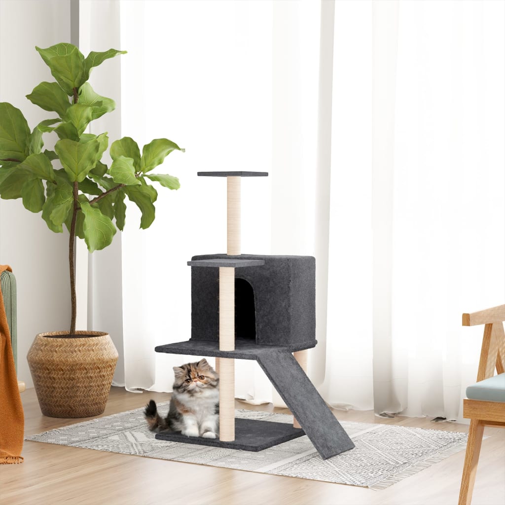 Rascador Para Gatos Con Postes De Sisal Gris Oscuro 82 Cm_1