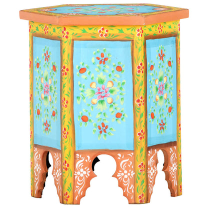 Mesa Auxiliar De Mango Pintado A Mano Multicolor 70x35x60 Cm_2