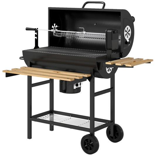 Outsunny Barbacoa De Carbón Portátil Con Asador Eléctrico Estantes Plegables_0