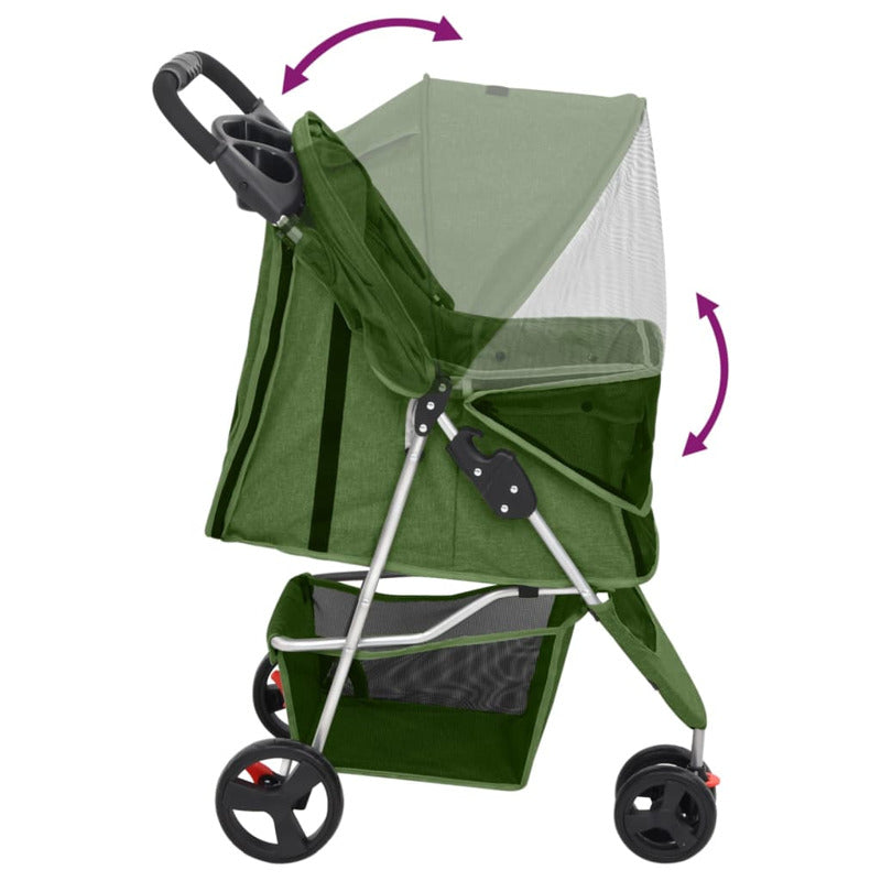 Vidaxl Cochecito Para Perros Plegable Tela Oxford Verde 80x46x98 Cm_5