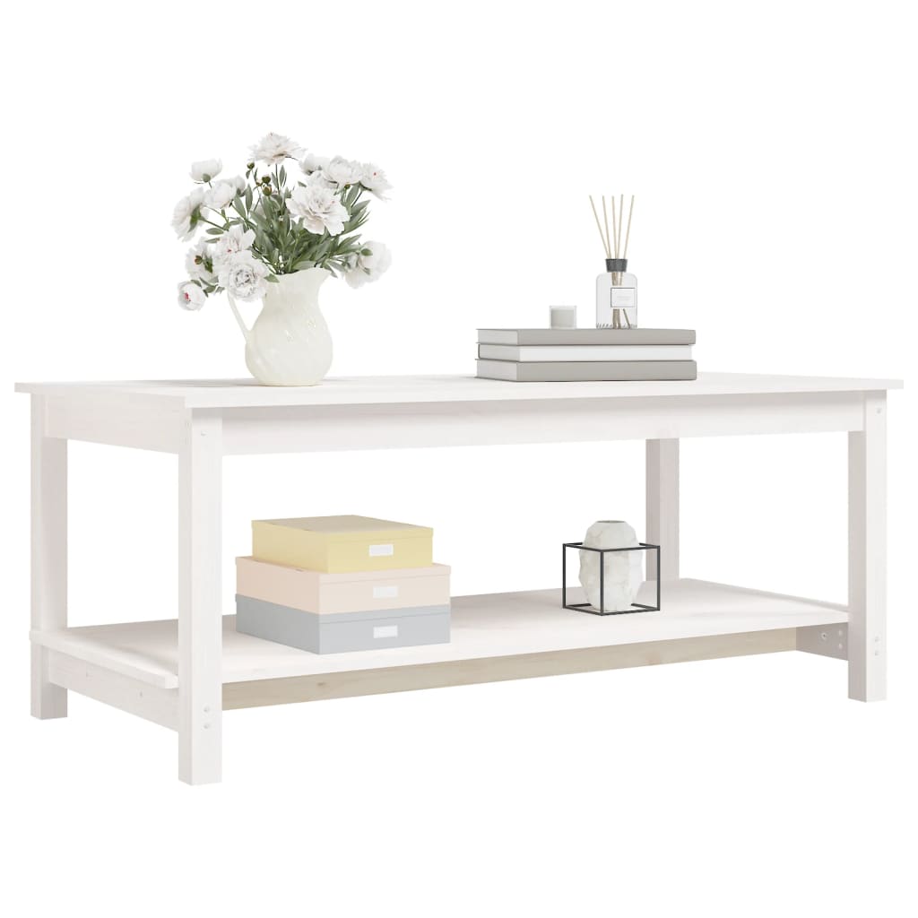 Mesa De Centro De Madera Maciza De Pino Blanco 110x55x45 Cm_2