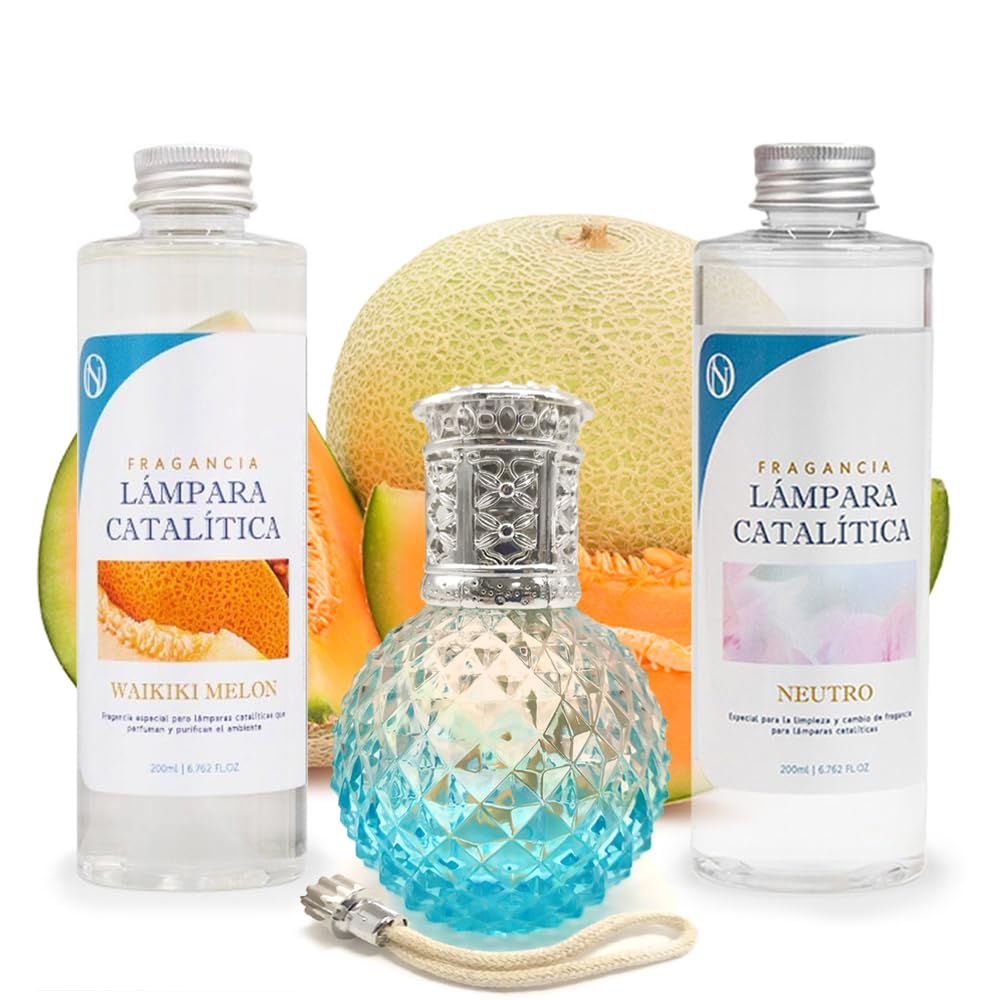 Pack Ahorro Lámpara Catalítica Blue Diamonds + Fragancia Waikiki Melon 200ml + Limpiador Neutro 200ml + Mecha Repuesto_0