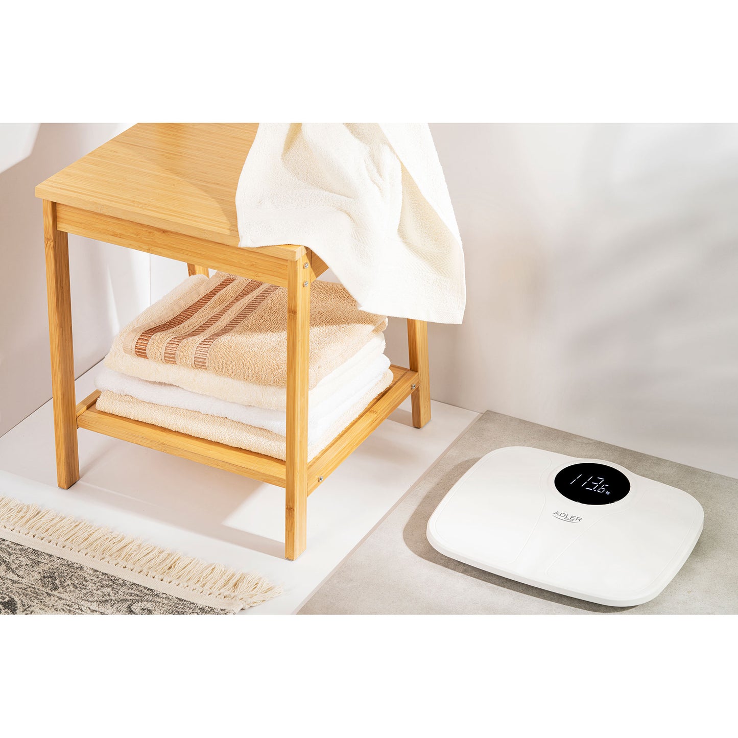 Báscula De Baño Digital, Alta Precisión 180kg, Pantalla Led Apagado Automático, Antideslizante, Briebe, Sc1124w, Blanco