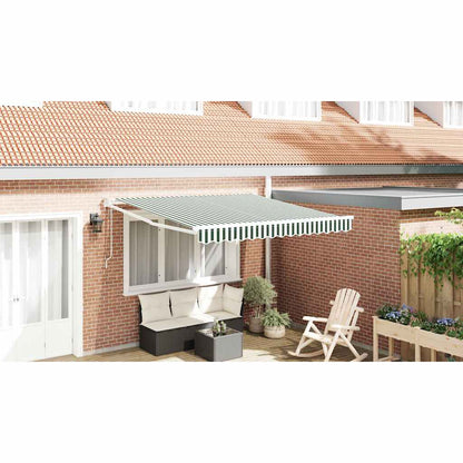 Toldo Retráctil Verde Y Blanco 350 X 250 Cm Poliéster Y Metal_1
