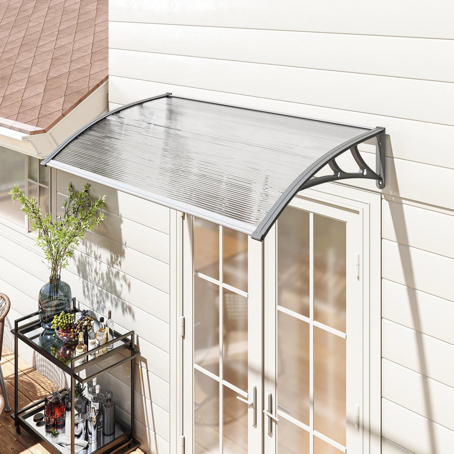Outsunny Tejadillo De Protección 110x60 Cm Para Puertas Y Ventanas Transparente_1