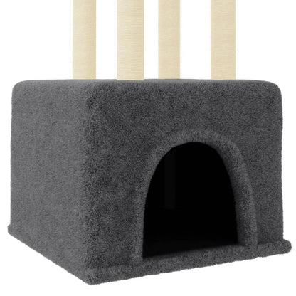 Vidaxl Rascador Para Gatos Con Postes De Sisal Gris Oscuro 133,5 Cm_5