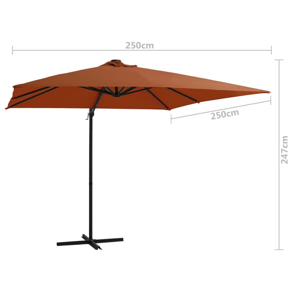 Vidaxl Sombrilla De Jardín Voladiza Con Luces Led Terracota 250x250 Cm_2