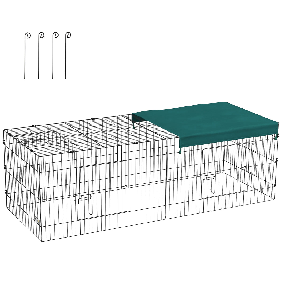 Pawhut Jaula Para Animales Pequeños Con Puertas 220x85x70 Cm Verde_0
