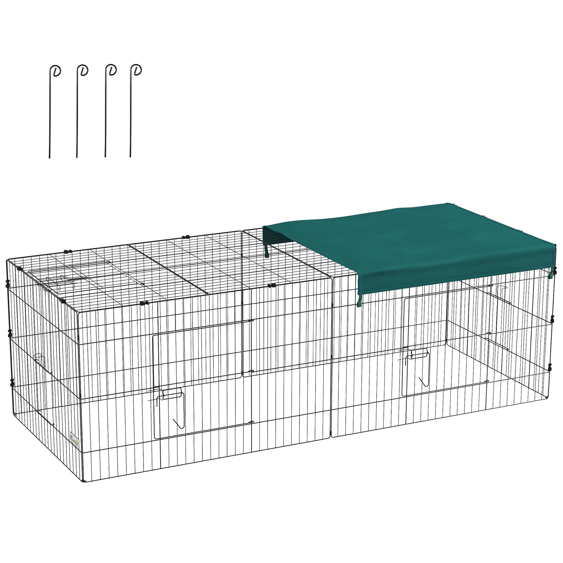 Pawhut Jaula Para Animales Pequeños Con Puertas 220x85x70 Cm Verde_0