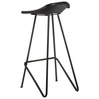 Taburetes De Cocina 4 Unidades Cuero Auténtico Negro_2