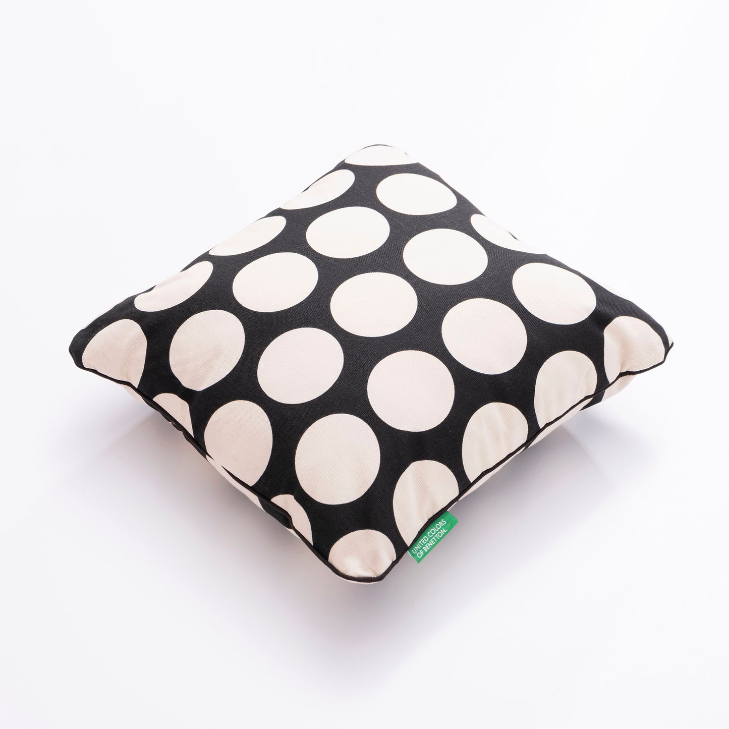 Cojin Relleno 40x40cm 300gsm Poliester 100% Algodon Canvas Topos Negros Benetton_1