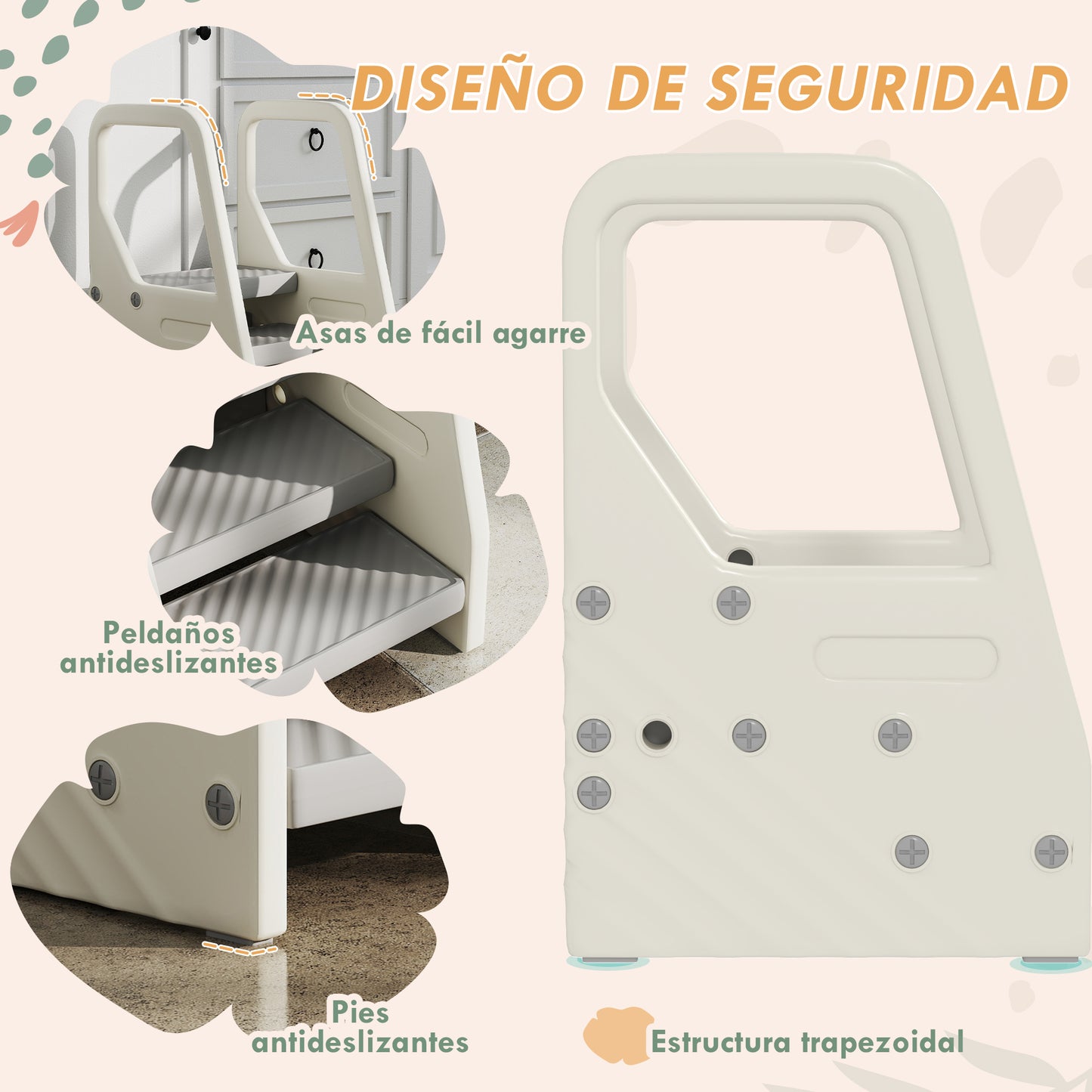 Taburete Para Niños Ajustable De 2 A 3 Peldaños Para Niños De 2-5 Años Gris_5