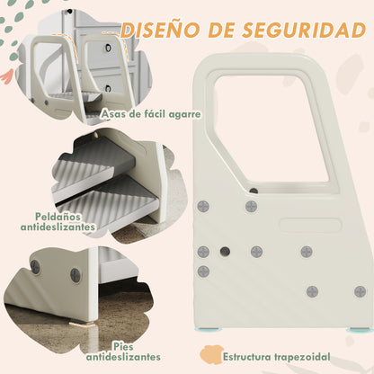 Taburete Para Niños Ajustable De 2 A 3 Peldaños Para Niños De 2-5 Años Gris_5