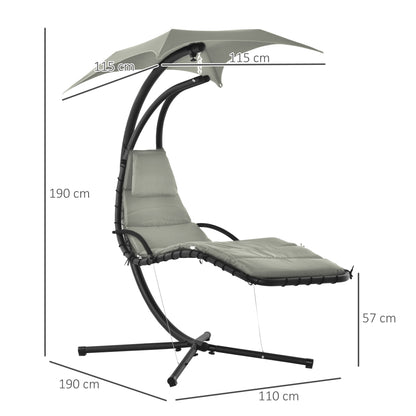 Outsunny Silla Colgante Con Soporte Toldo 190x110x190 Cm Gris_2