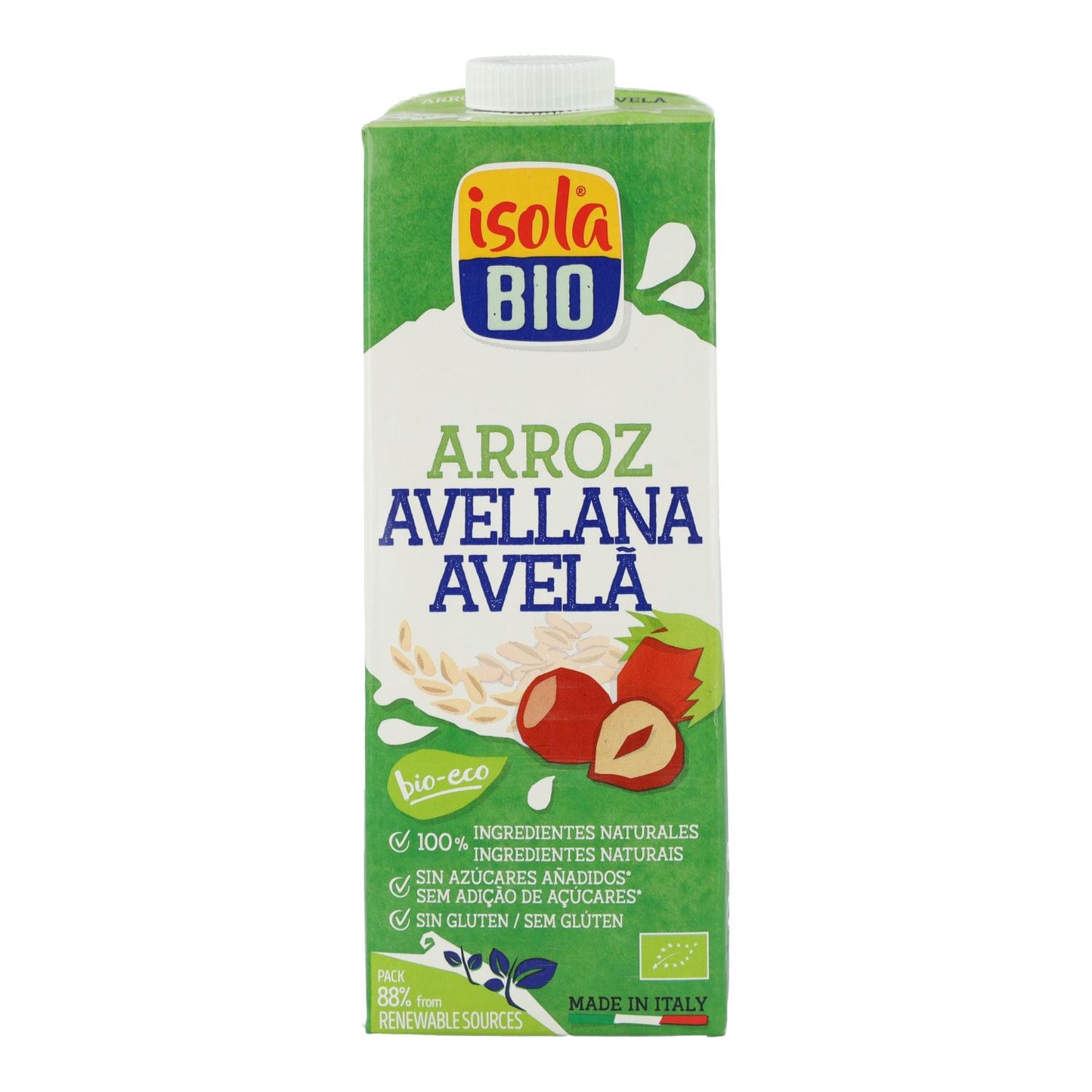 Bebida BIO Arroz y Avellana, Isola Bio, 1 L