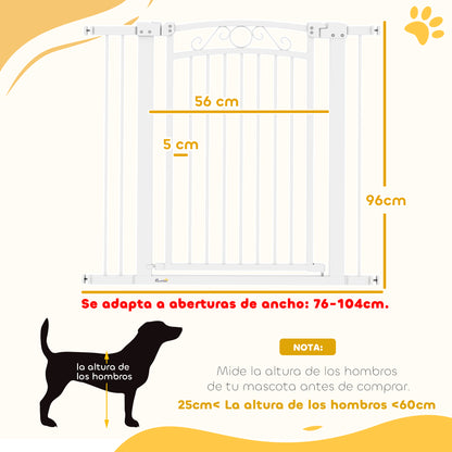 Pawhut Barrera Para Perros Con Ancho Ajustable 76-104 Cm 2 Extensiones Blanco_2