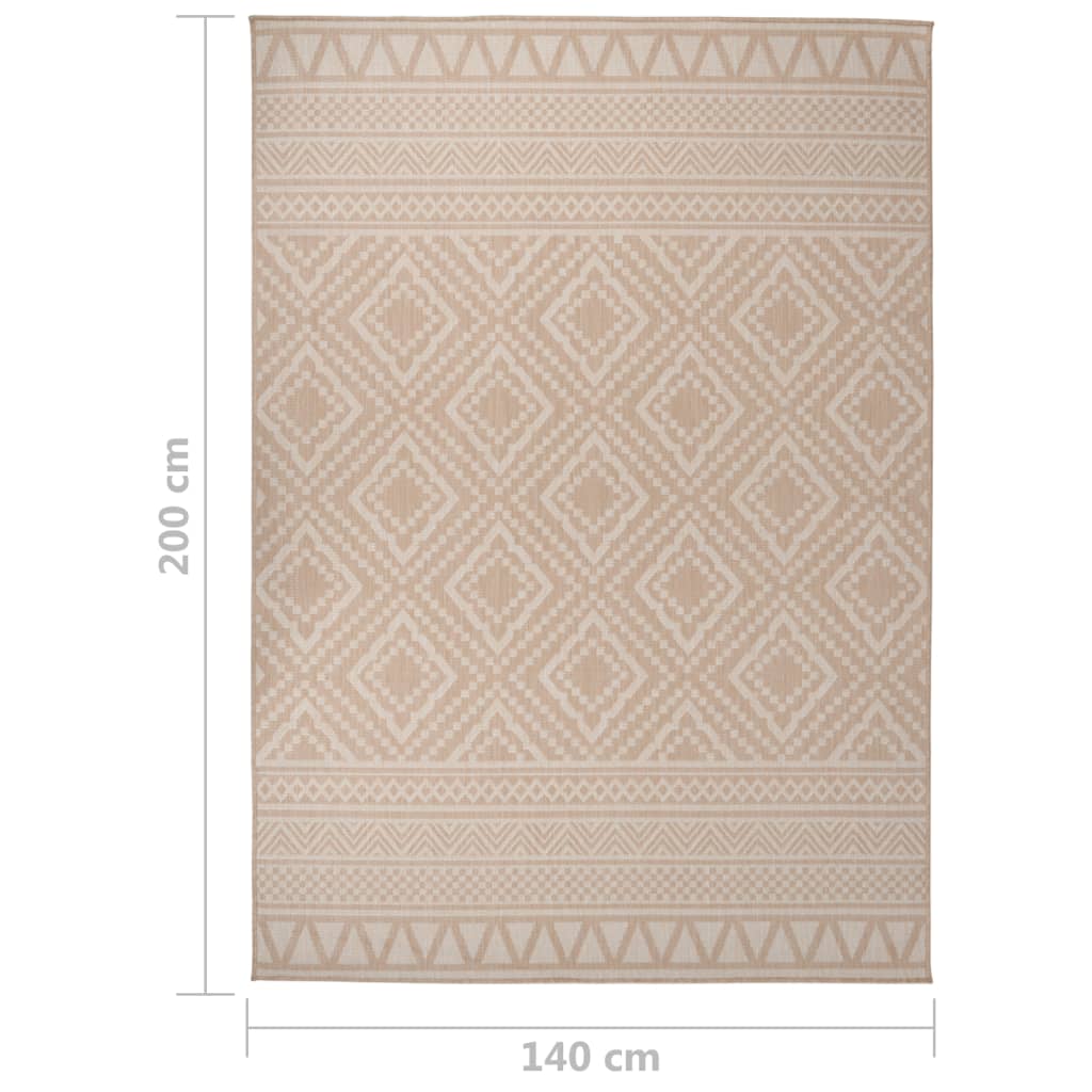Alfombra De Exterior De Tejido Plano Rayas Marrones 140x200 Cm_5