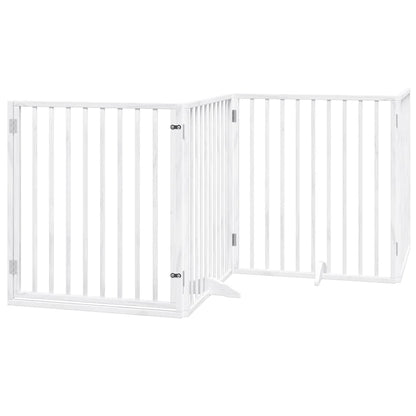 Vidaxl Puerta De Perros Plegable 6 Paneles Madera Álamo Blanca 480 Cm_0