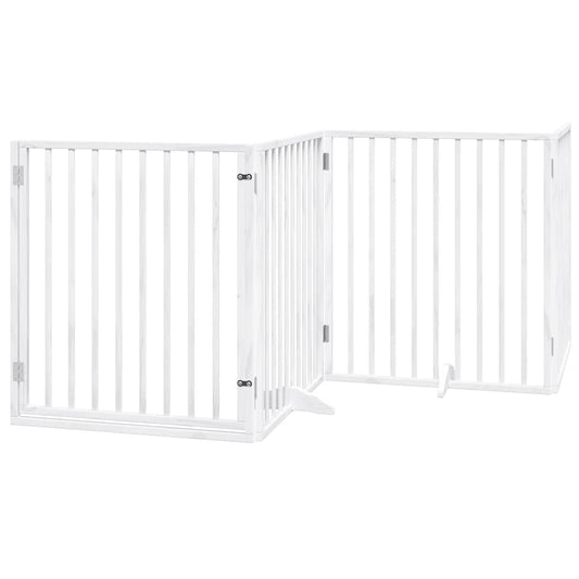 Vidaxl Puerta De Perros Plegable 6 Paneles Madera Álamo Blanca 480 Cm_0
