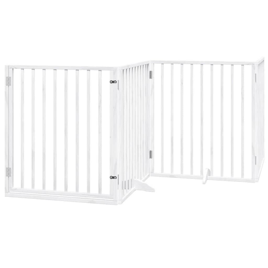 Vidaxl Puerta De Perros Plegable 8 Paneles Madera Álamo Blanca 640 Cm_0
