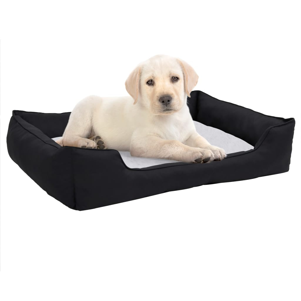 Vidaxl Cama De Perro Felpa Apariencia De Lino Negra Y Blanca_1
