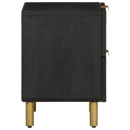 Mesita De Noche De Madera Maciza De Mango Negra 40x33x46 Cm_2