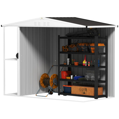 Outsunny Caseta De Jardín Exterior 2,7m² 245x117x180 Cm Con Estante De 2 Niveles_4