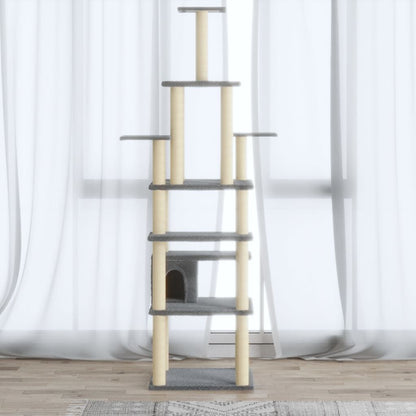 Vidaxl Rascador Para Gatos Con Postes De Sisal Gris Claro 183 Cm_1