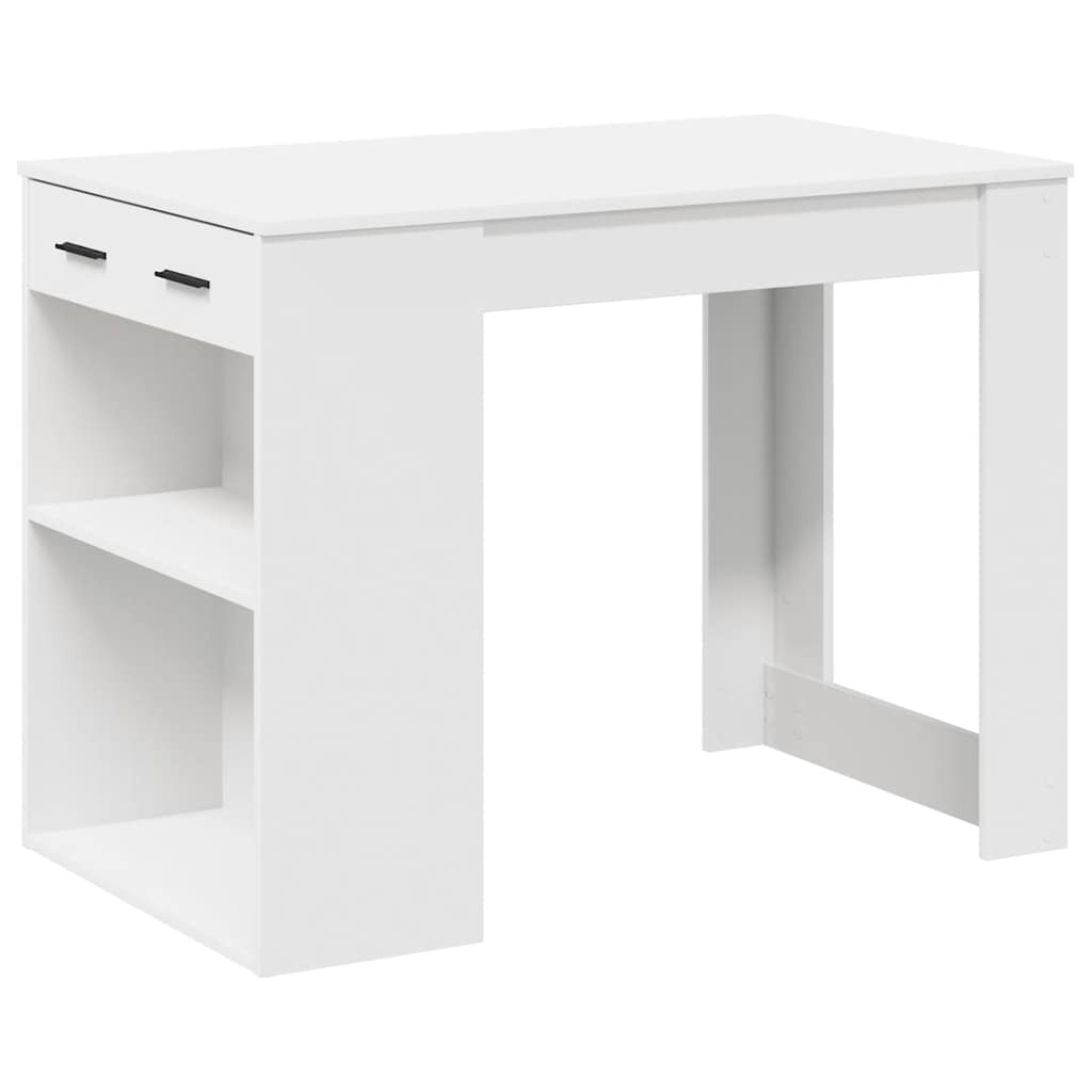 Escritorio Con Cajón Y Estante Madera Contrachapada Blanco_0