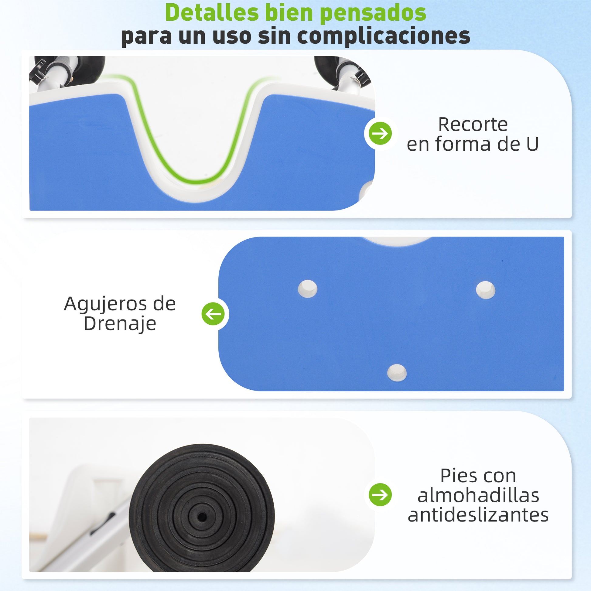Homcom Taburete De Ducha Antideslizante Con Barra De Agarre Por Succión Azul_4