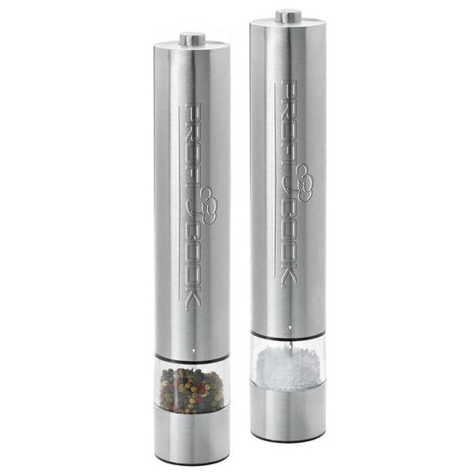 Pimentero Y Salero Eléctrico, Juego 2 Pcs, Acero Inox,  Con Luz, Cuchillas Cerámicas Precisión Proficook Pc-psm1031 Plata