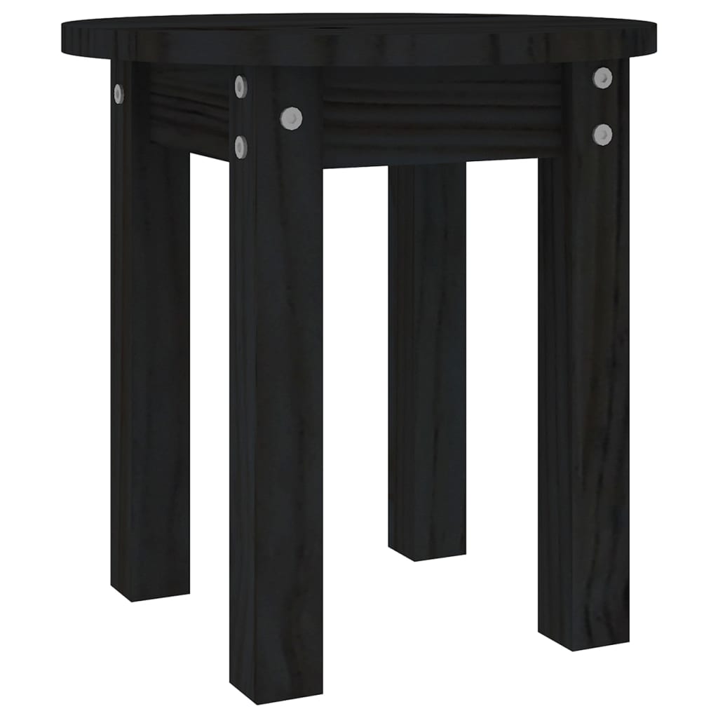 Mesa De Centro De Madera Maciza De Pino Negro Ø35x35 Cm_0