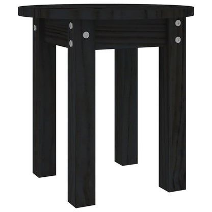 Mesa De Centro De Madera Maciza De Pino Negro Ø35x35 Cm_0