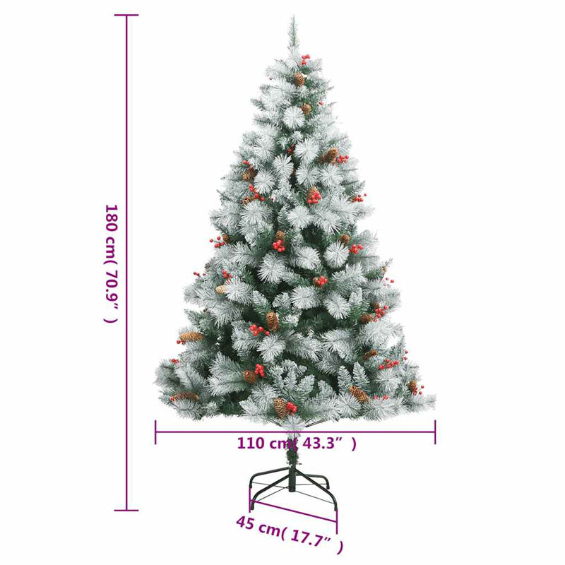 Vidaxl Árbol De Navidad Artificial Con Bisagras 300 Led Y Bolas 180 Cm_2