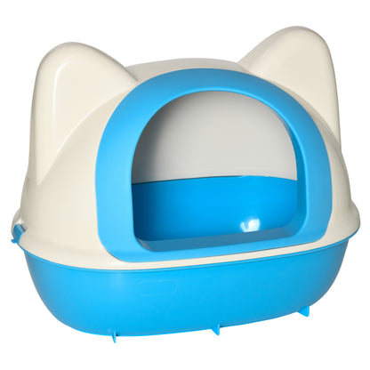 Pawhut Arenero Gatos Con Orificio De Entrada Y Pala 59x42,5x47 Cm Blanco Y Azul_0
