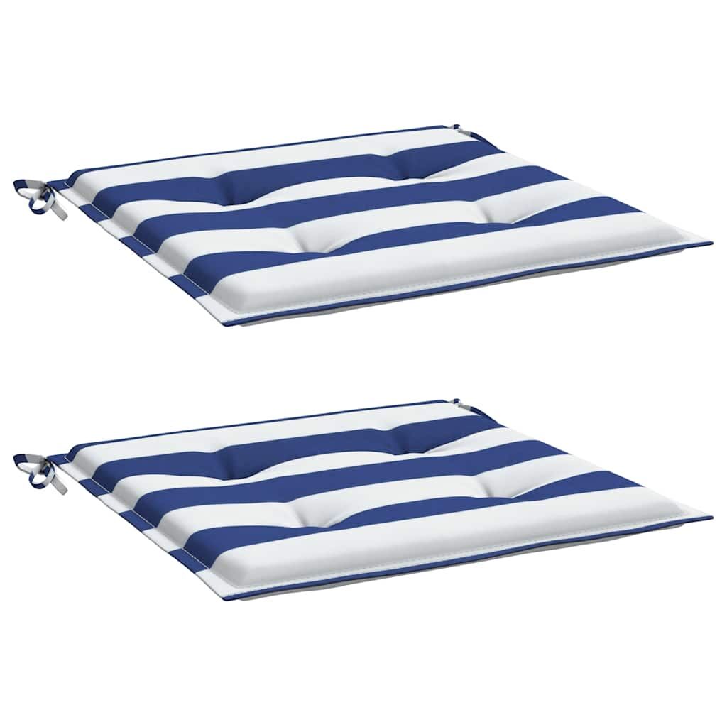Vidaxl Cojines Silla Jardín 2 Uds Tela A Rayas Azul Y Blanco 40x40x4cm_0