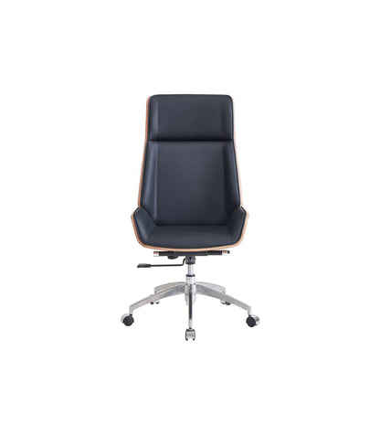 Sillón Giratorio Ulrich Tapizado En Simil Piel Negro/madera, 111/117cm(alto) 69cm(ancho)_4