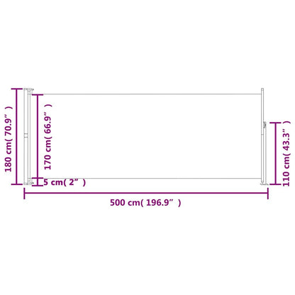 Vidaxl Toldo Lateral Retráctil De Jardín Negro 180x500 Cm_2