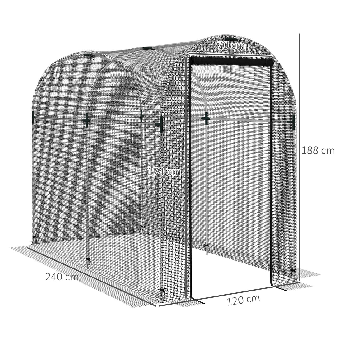 Outsunny Jaula De Cultivo Con 1 Puerta Con Cremallera 120x240x188 Cm Negro_2
