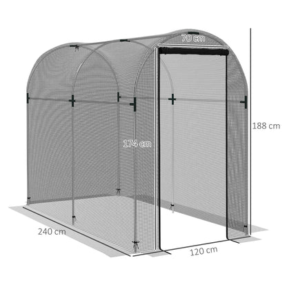 Outsunny Jaula De Cultivo Con 1 Puerta Con Cremallera 120x240x188 Cm Negro_2