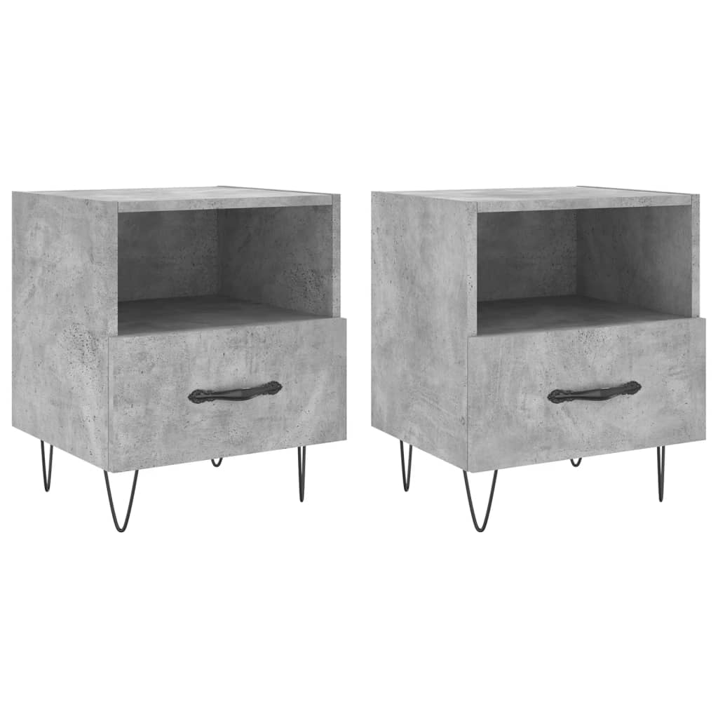 Mesita Noche 2 Uds Madera Ingeniería Gris Hormigón 40x35x47,5cm_0