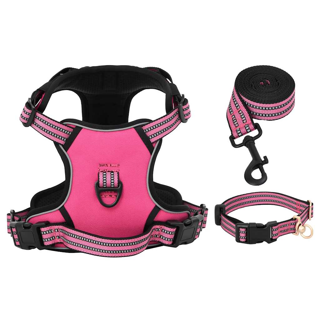 Arnés Para Perros Con Correa Y Collar Ajustable Rosa L_3