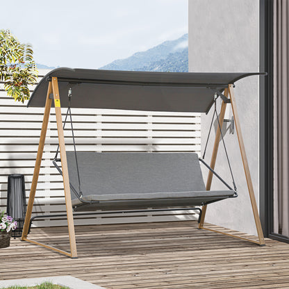 Outsunny Columpio Balancín De Jardín De 3 Plazas Techo Ajustable 224x133x173 Cm_1