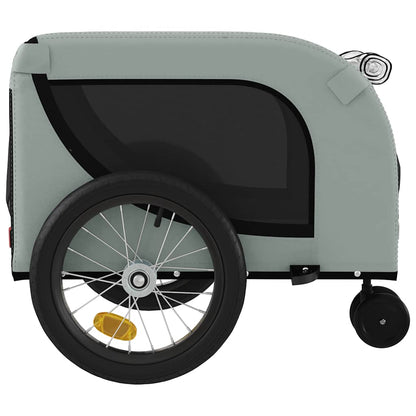 Remolque De Bicicleta Mascotas Hierro Tela Oxford Gris Negro_5